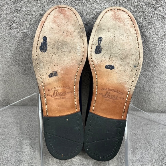 G. H. Bass & Co Mens Navy Leather Beefroll Penny Loafers Sz 9.5 Formal Holiday - Picture 10 of 13